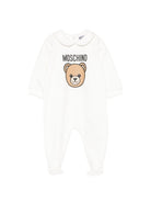 Tutina per neonati Moschino Kids bianca con motivo Teddy Bear MUY09OLCA40 10063 MOSCHINO KIDS 