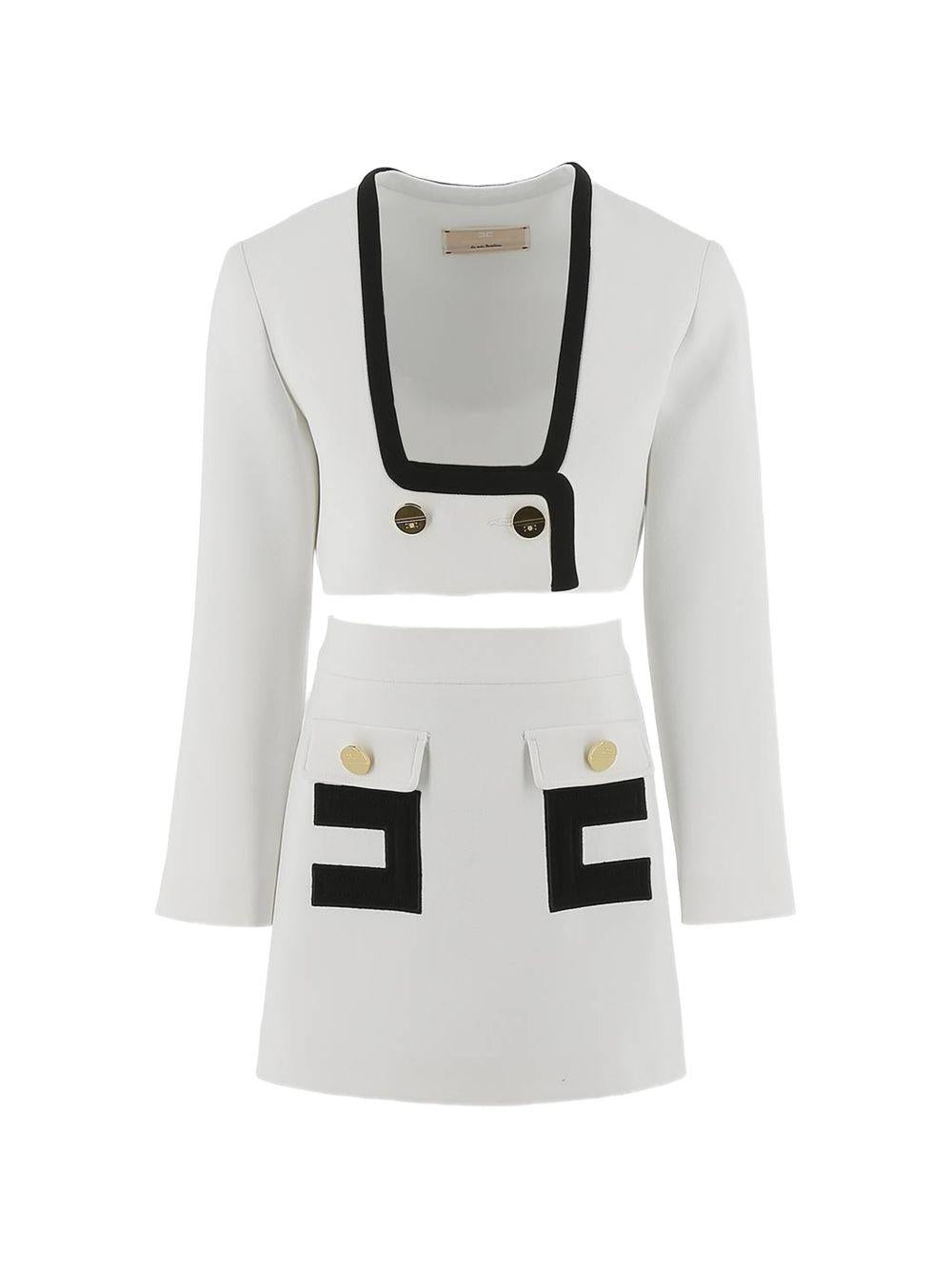 Completo giacca e gonna per bambina Elisabetta Franchi La Mia Bambina bianco con applicazione logo EFCM0230GA022 0100 ElISABETTA FRANCHI KIDS 