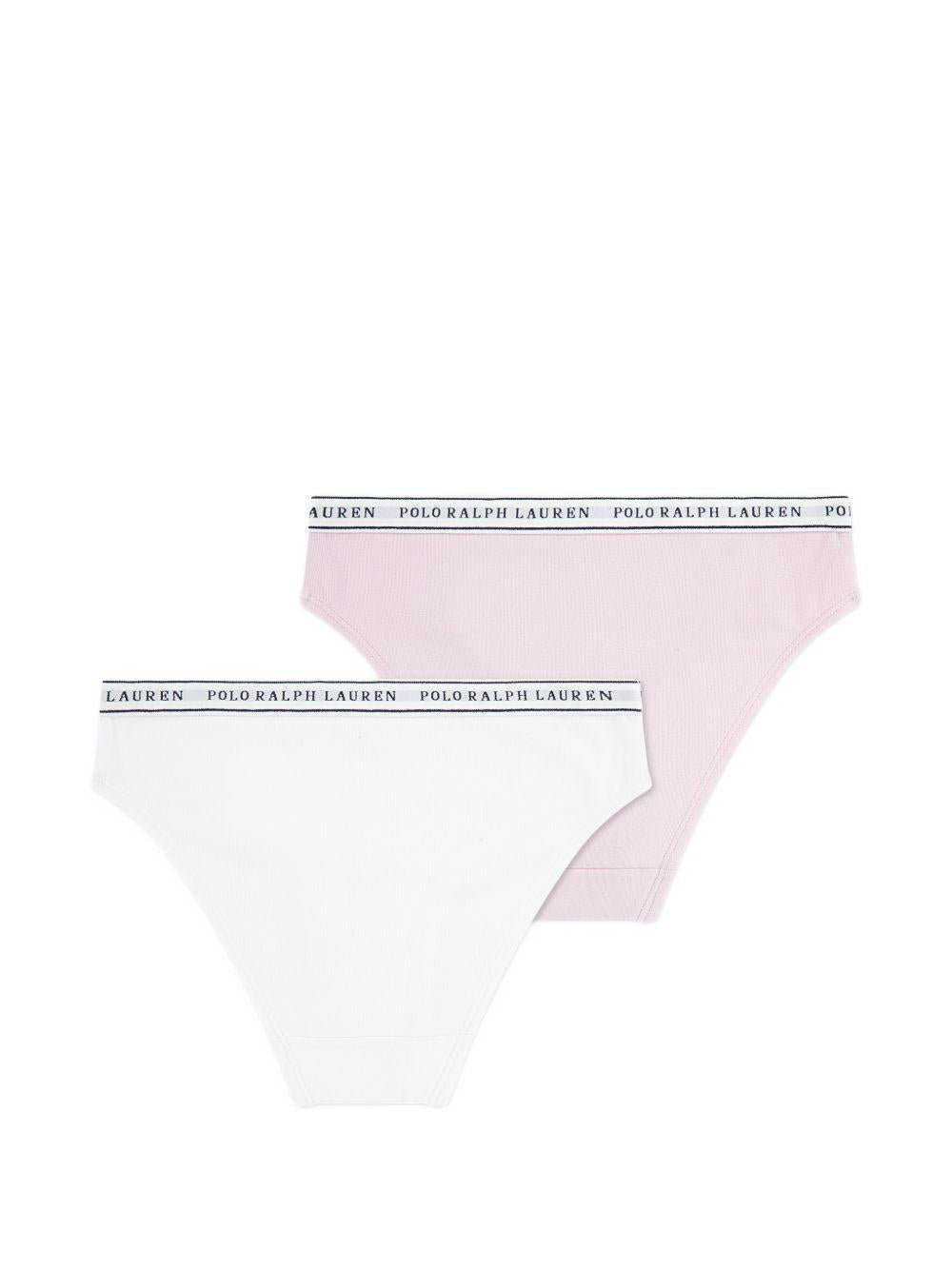 Set di 2 slip per bambina Polo Ralph Lauren Kids bianco e rosa con banda logo 4P5039 001 Ralph Lauren kids 