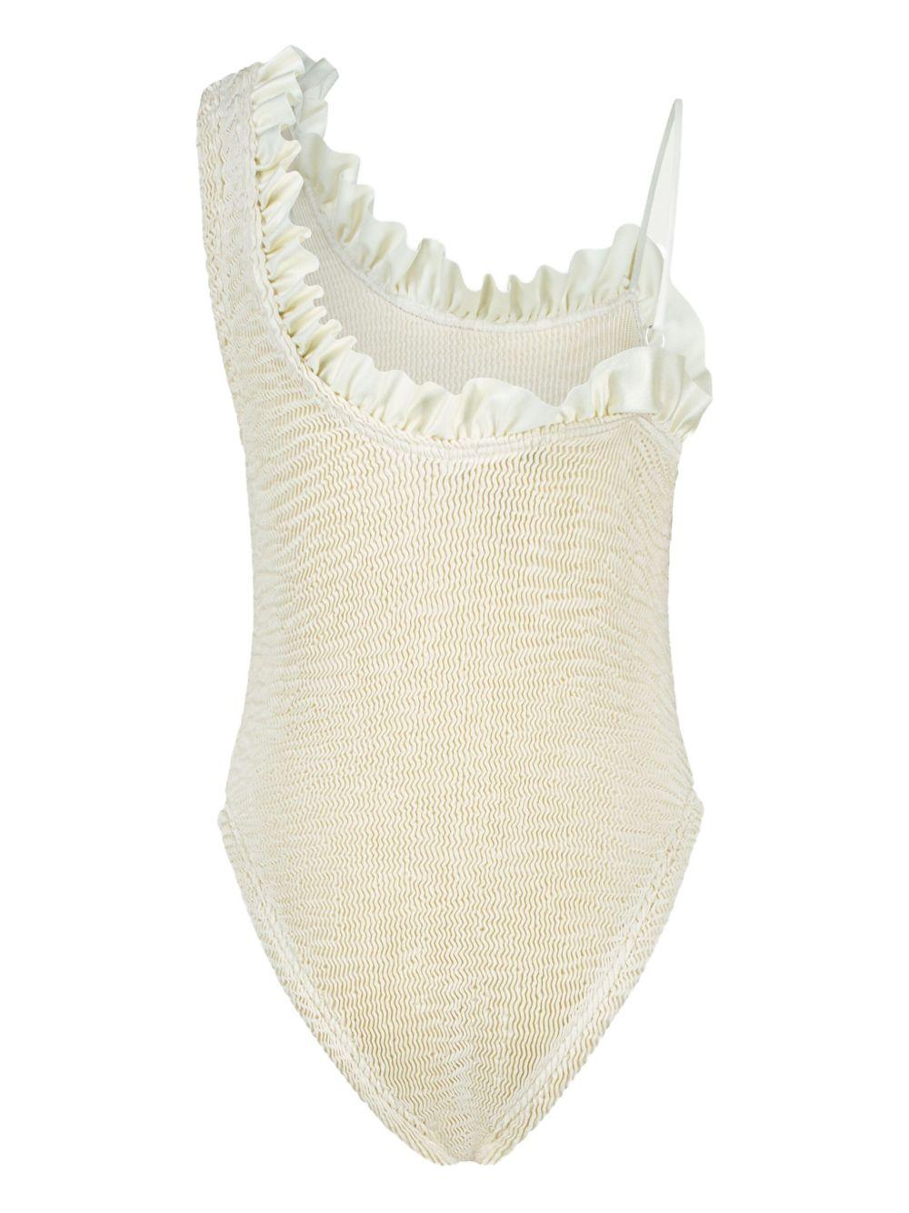 Costume intero per bambina Paramidonna Kids beige con rifinitura con ruches SS25NIV IVORY PARAMIDONNA KIDS 
