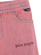 Pantaloni sportivi in chambray per bambina Palm Angels Kids rosa con due tasche laterali PGYB001S25DEN001 3B3B PALM ANGELS KIDS 