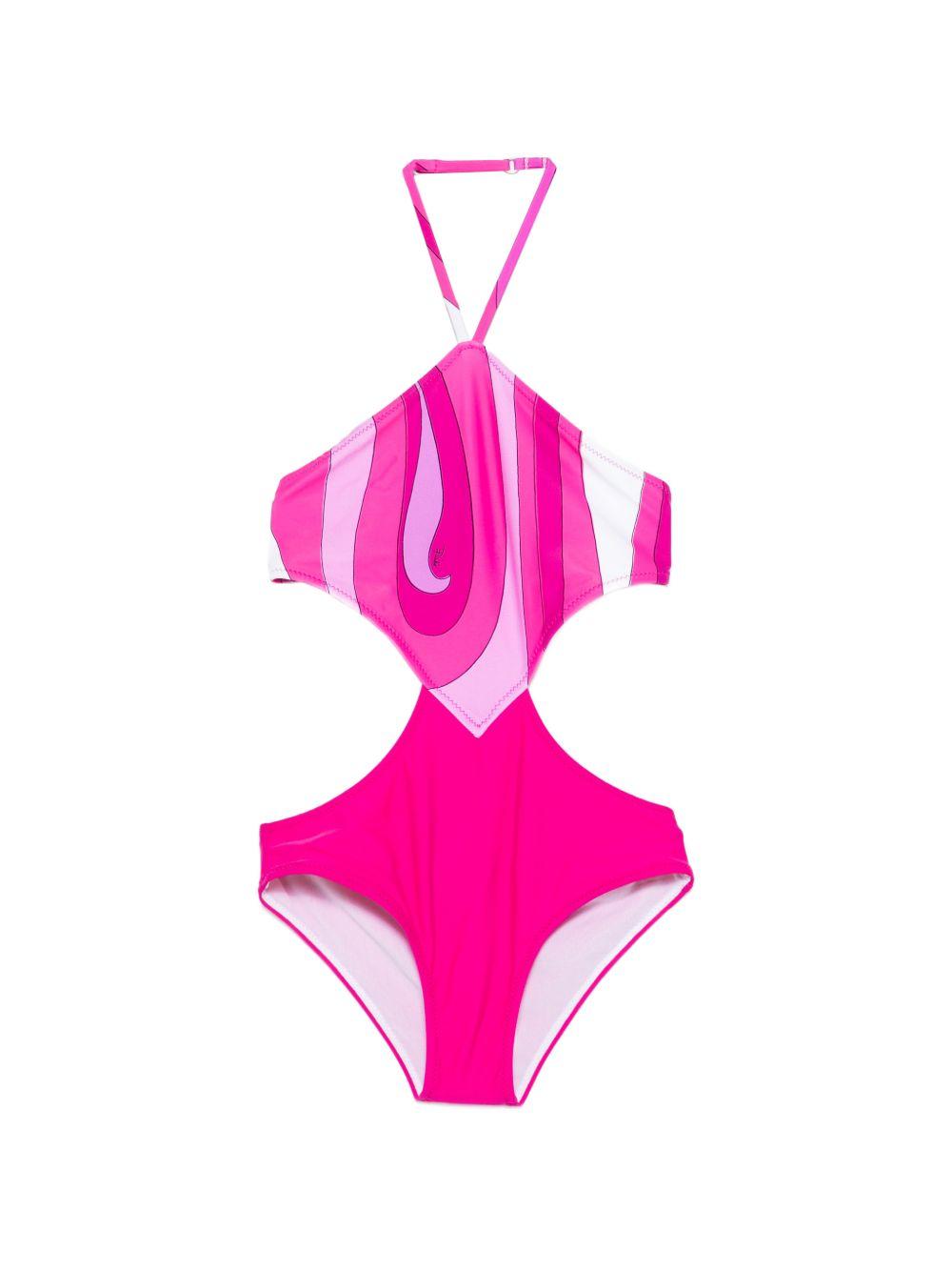Costume intero per bambina Emilio Pucci Junior rosa con dettaglio cut-out PYCA89 Z3747 570BC EMILIO PUCCI KIDS 