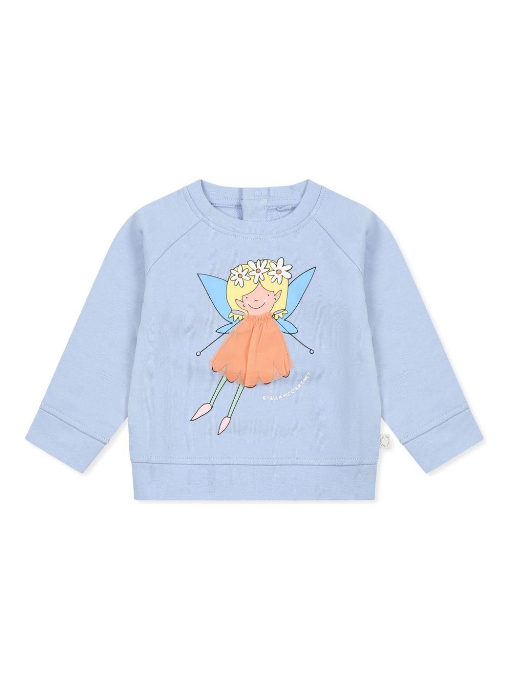 Felpa con stampa grafica per neonato Stella McCartney Kids azzurro con girocollo TW4020 Z0499 652 STELLA McCARTNEY KIDS 