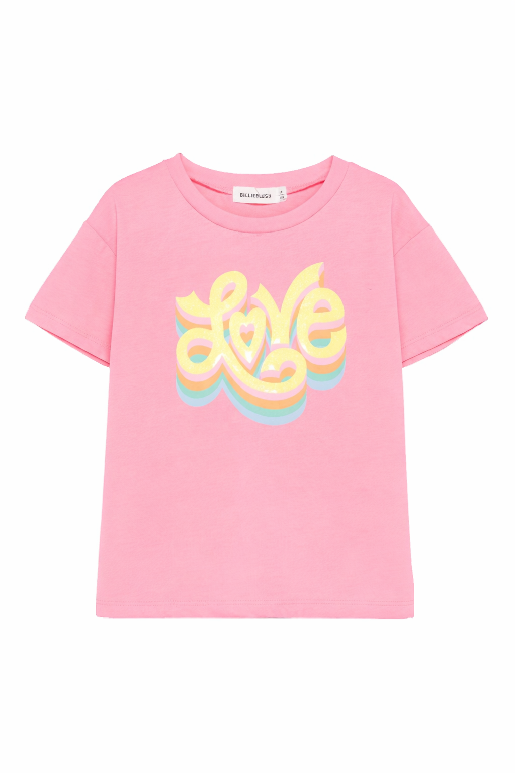 T-shirt per bambina Billieblush rosa con scritta "love" sul davanti U21931 499 BILLIEBLUSH KIDS 