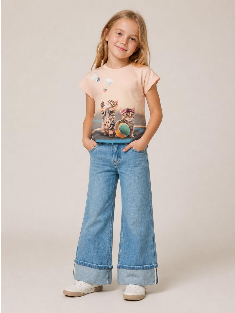 Pantaloni per bambina Molo Kids denim con gamba ampia 2W26I112 5846 MOLO KIDS 