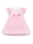 Abito per neonata Monnalisa rosa in tulle con dettaglio glitter 31E903 5907 9075 MONNALISA KIDS 