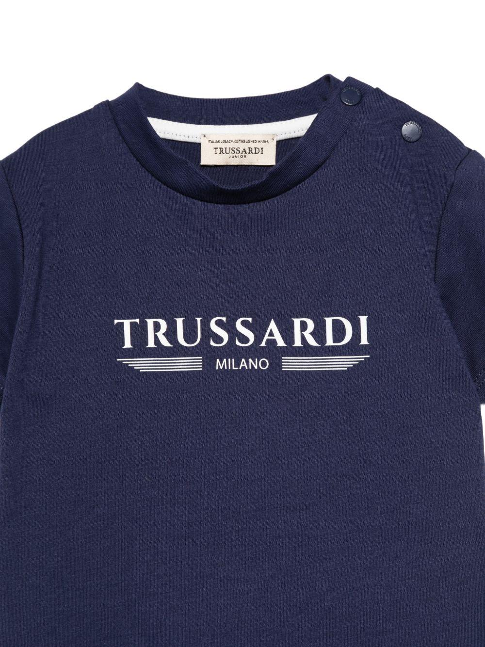 T-shirt per neonato Trussardi Junior blu con dettaglio logo TIP26035TS BLUE EST. TRUSSARDI JUNIOR 