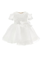 Abito per neonata Monnalisa bianco con dettaglio con fiocco 73G902 7112 0001 MONNALISA KIDS 