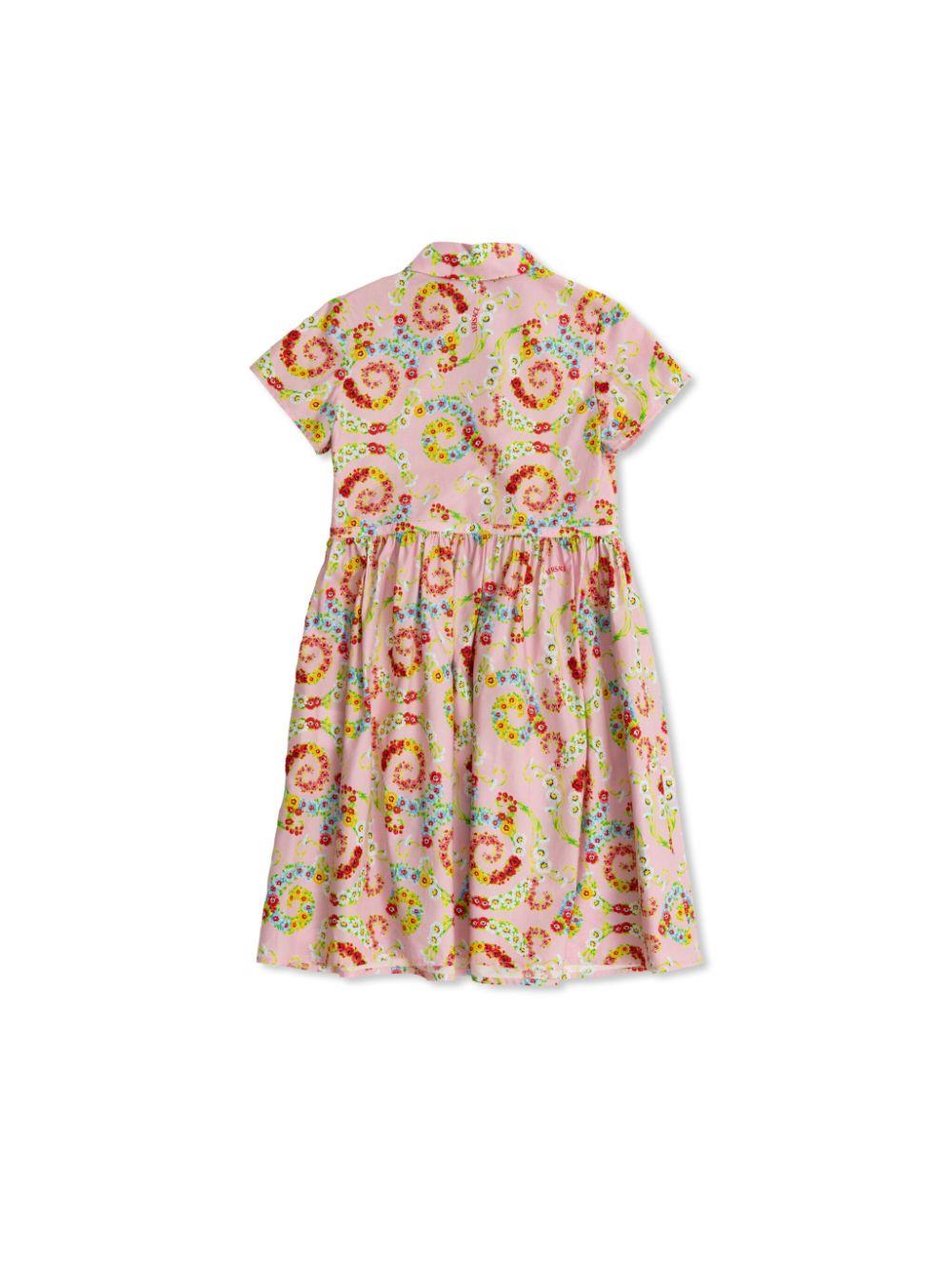 Abito camicia per neonata Versace Kids rosa con motivo floreale Swirl 10186041A13110 5PC00 VERSACE KIDS 
