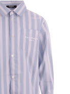 Camicia per bambino Balmain Kids azzurra con motivo a righe BY5P30 P0592 685BC BALMAIN KIDS 