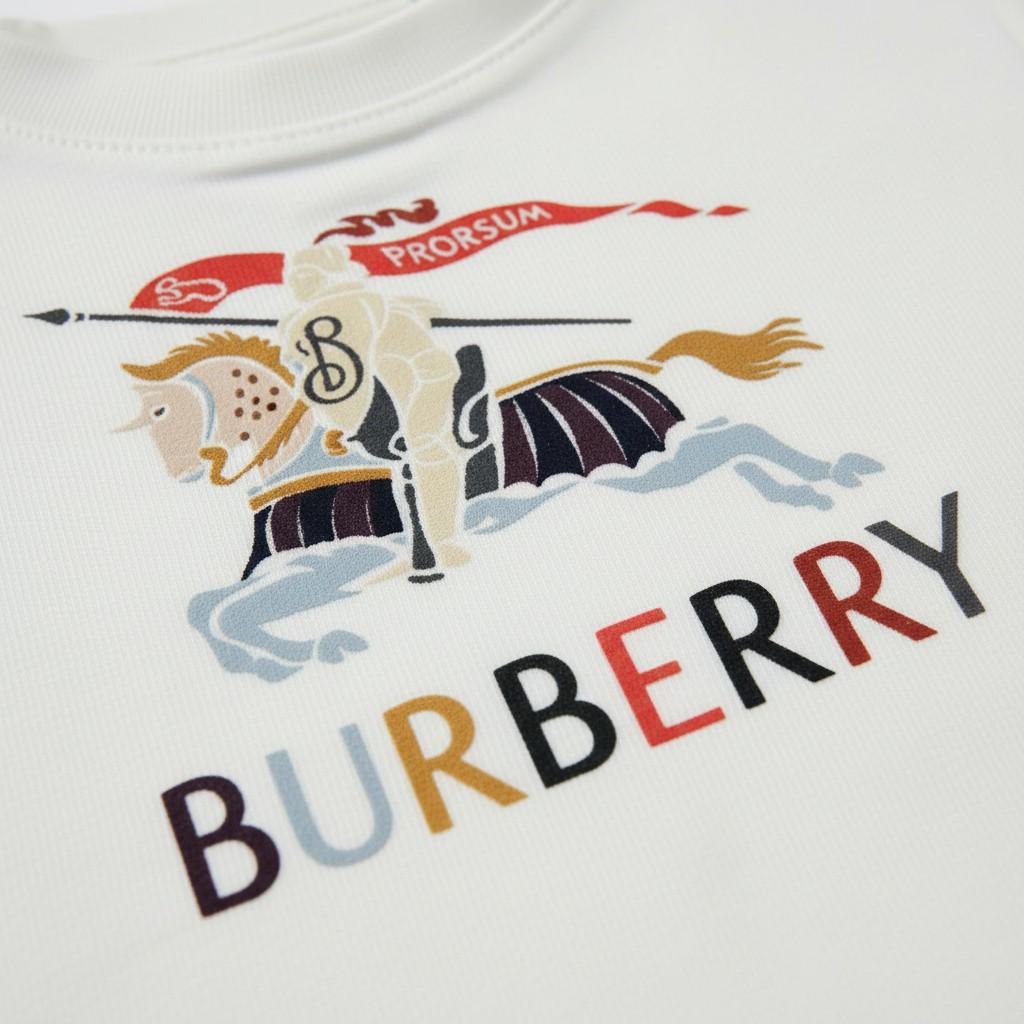 T-shirt per neonati Burberry Kids bianca con Equestrian Knight sul davanti 8121196 A1464 BURBERRY KIDS 