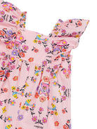 Tutina a fiori per neonata Moschino Kids rosa con scollo quadrato MDT019LLB42 83440 MOSCHINO KIDS 