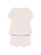 Completo t-shirt e shorts per neonati Paz Rodriguez beige con lavorazione in maglia 103C-123497 7901 PaZ RODRIGUEZ KIDS 