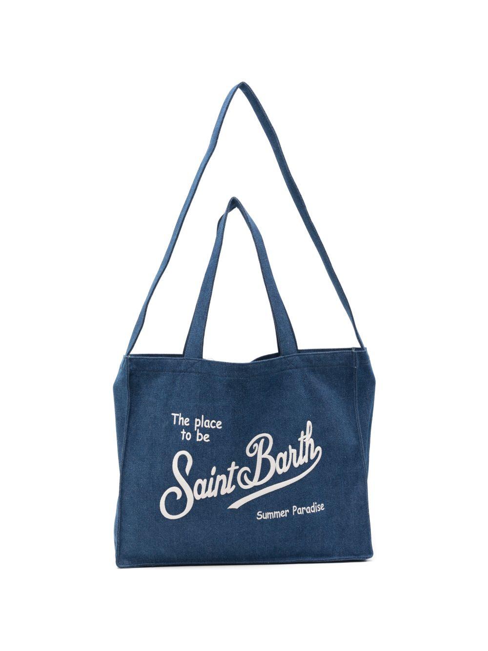 Borsa tote Essential Bag N MC2 Saint Barth denim con logo stampato EBAGN006 00431L MC2 ST. BARTH KIDS 