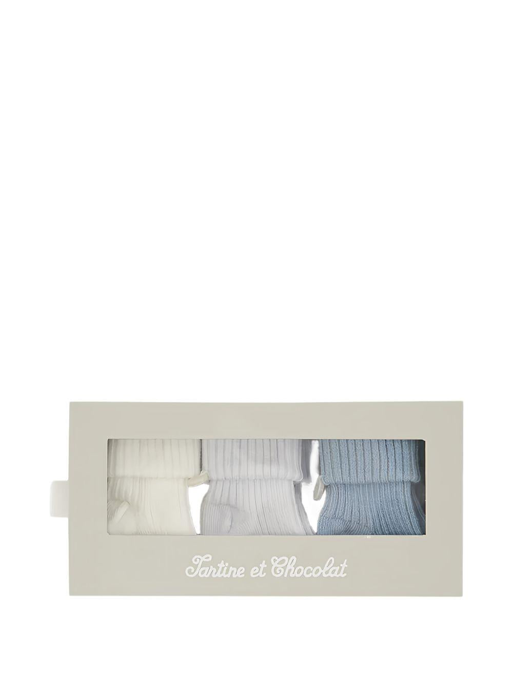 Set di tre calzini per neonato Tartine Et Chocolat multicolore con lavorazione in maglia a coste CC99000 48 TArtine & Chocolat KIDS 