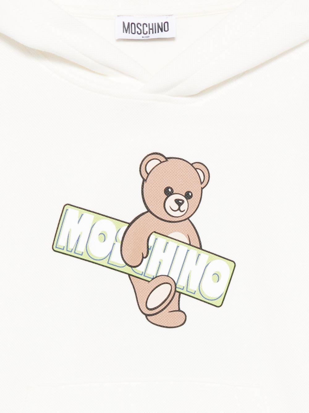 Felpa per bambino Moschino Kids bianca coon stampa orsetto HUF09KLCA90 10063 MOSCHINO KIDS 