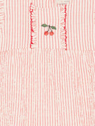 Tutina per neonata Konges Slojd beige con volant e ricami di ciliegie KS105345 AMOUR STRIPE KONGES SLOJD KIDS 