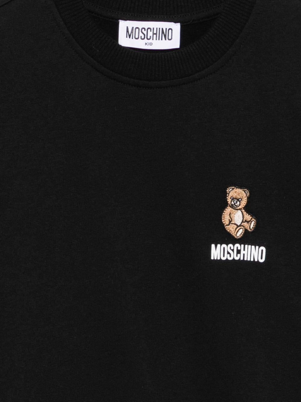 Felpa per bambini Moschino Kids nera con ricamo Teddy bear HUF0A9LCA40 60100 MOSCHINO KIDS 