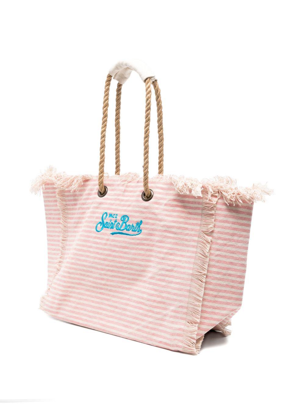 Borsa Beach Bag MC2 Saint Barth rosa con fantasia a righe orizzontali BEA0003 09404L MC2 ST. BARTH 
