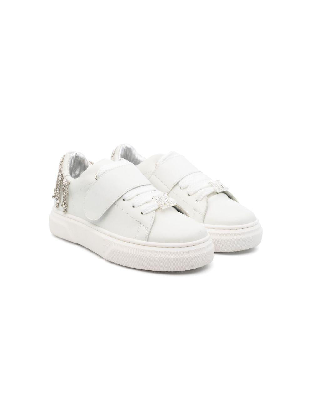 Sneakers per bambina Monnalisa bianco con frange di cristalli 87E008 5721 0001 MONNALISA 