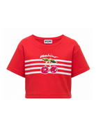 T-shirt per bambina Moschino Kids rossa con stampa ciliegie HDM06YLAA02 50109 MOSCHINO KIDS 