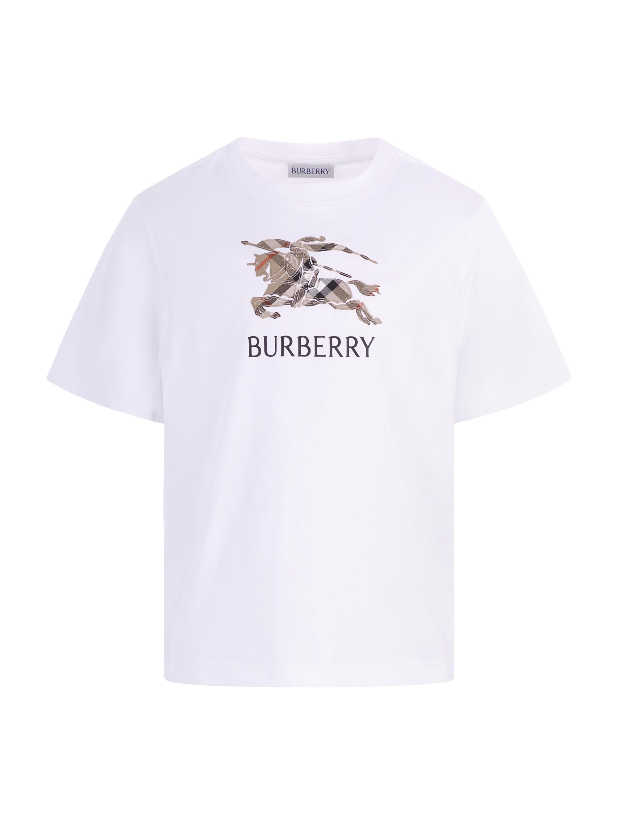 T- shirt per bambino Burberry Kids bianca con stampa grafica sul davanti 8120352 A1464 BURBERRY KIDS 