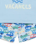 Pigiama per bambino Petit Bateau azzurro con stampa grafica sul davanti A0FDD 01 PETIT BATEAU KIDS 
