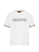 T-shirt per bambino Missoni Kids bianca con dettaglio logo a zigzag MY8P11 Z3672 100MC MISSONI KIDS 