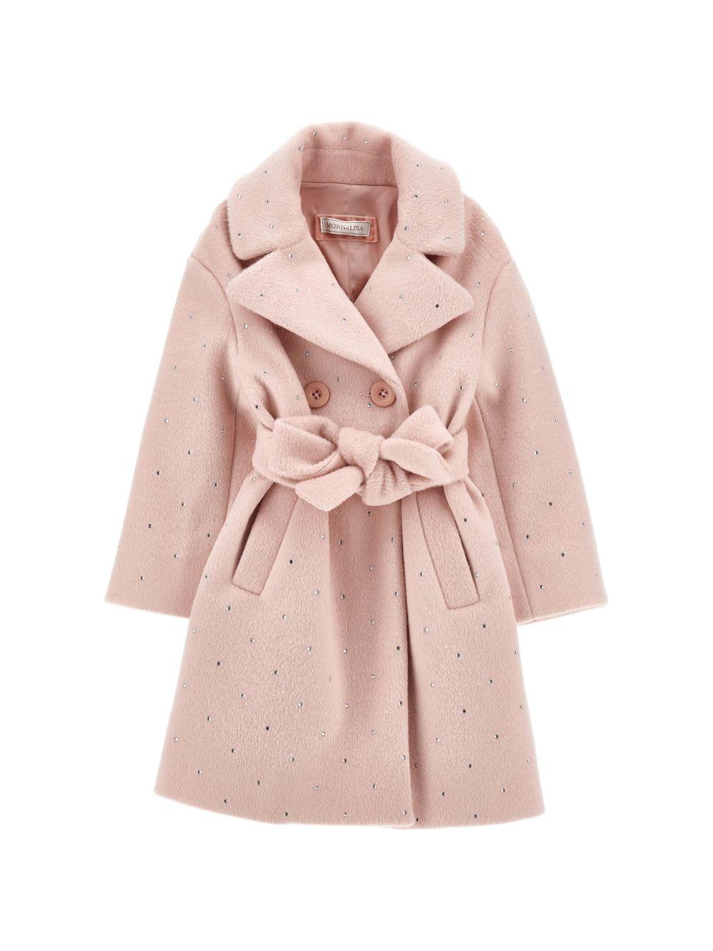 Cappotto per bambina Monnalisa Kids rosa con decorazione con strass 17H111 8036 094F MONNALISA KIDS 