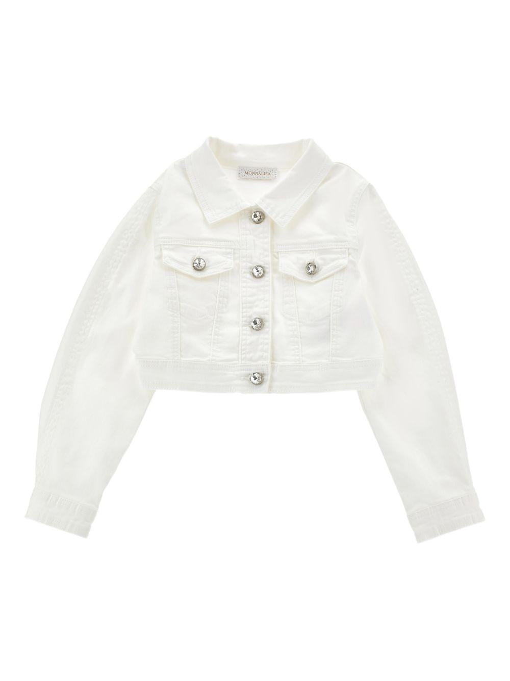 Giacca per bambina Monnalisa bianca con applicazioni cristalli 79G105NP 7015 0001 MONNALISA KIDS 