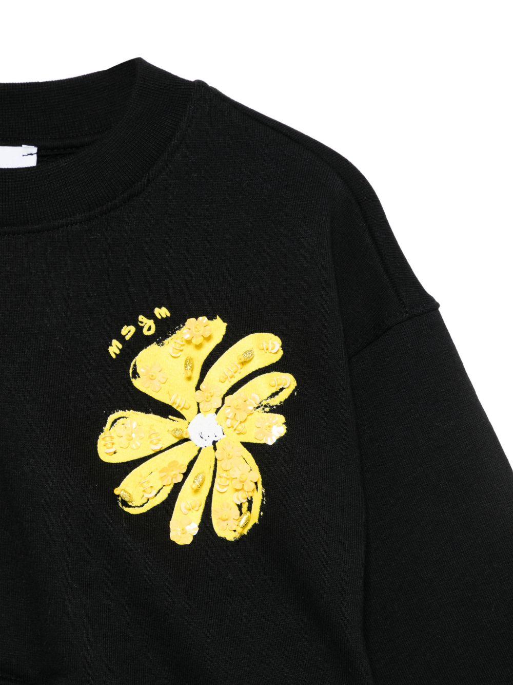 Felpa per bambina MSGM Kids nera con applicazione logo S6MSJGSW079 110 MSGM KIDS 