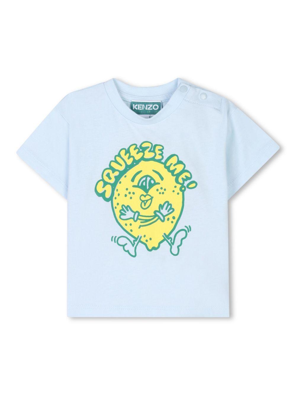 T-shirt con stampa grafica per neonato Kenzo Kids azzurro con orlo dritto K60978 77L KENZO KIDS 