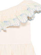 Abito per bambina Molo monospalla beige con dettagli a volant 2S26E132 2444 MOLO 