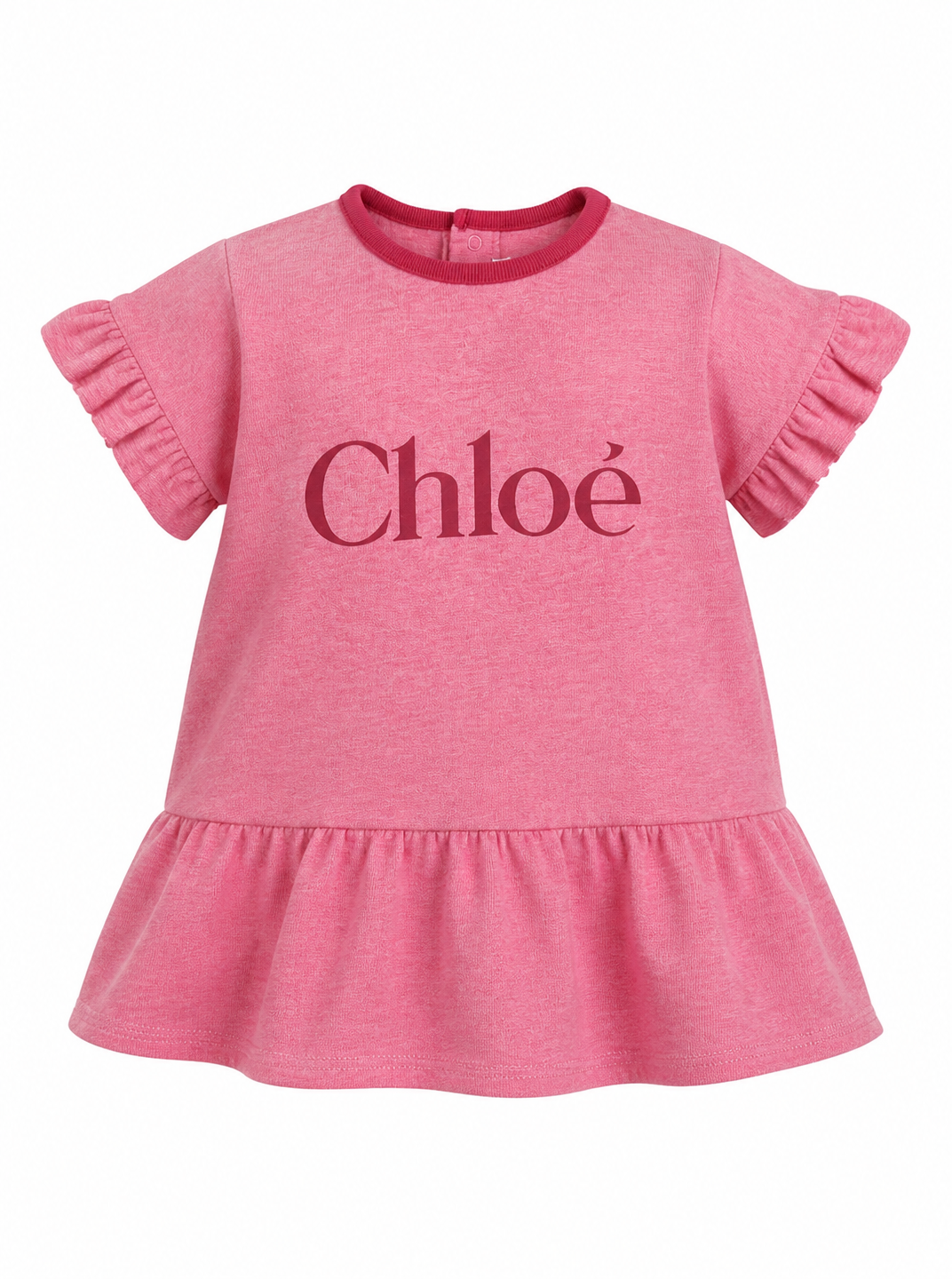 Abito per neonata Chloé Kids rosa con dettagli con ruches C21233 F04 CHLOE' KIDS 
