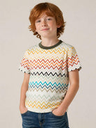 T-shirt per bambino Missoni Kids multicolore con stampa zigzag MZ8H21 Z4094 960MC MISSONI KIDS 