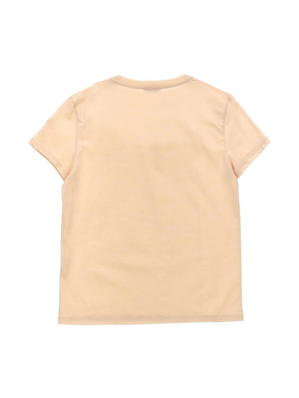T-shirt con ricamo per bambina Moncler Enfant rosa con orlo dritto K19548C0001689AT9 51N MONCLER ENFANT 