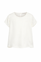 T-shirt per bambina Alberta Ferretti Kids bianca con logo ricamato sul davanti R1G603 7142 0035 ALBERTA FERRETTI KIDS 