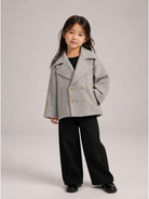 Blazer per bambina Balmain Kids grigio in doppiopetto con maniche ampie BZ2H10 E0254 806OR BALMAIN KIDS 