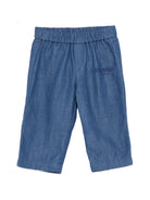 Pantaloni per neonato Balmain Kids blu con logo ricamato BY6590 P0588 625 BALMAIN KIDS 