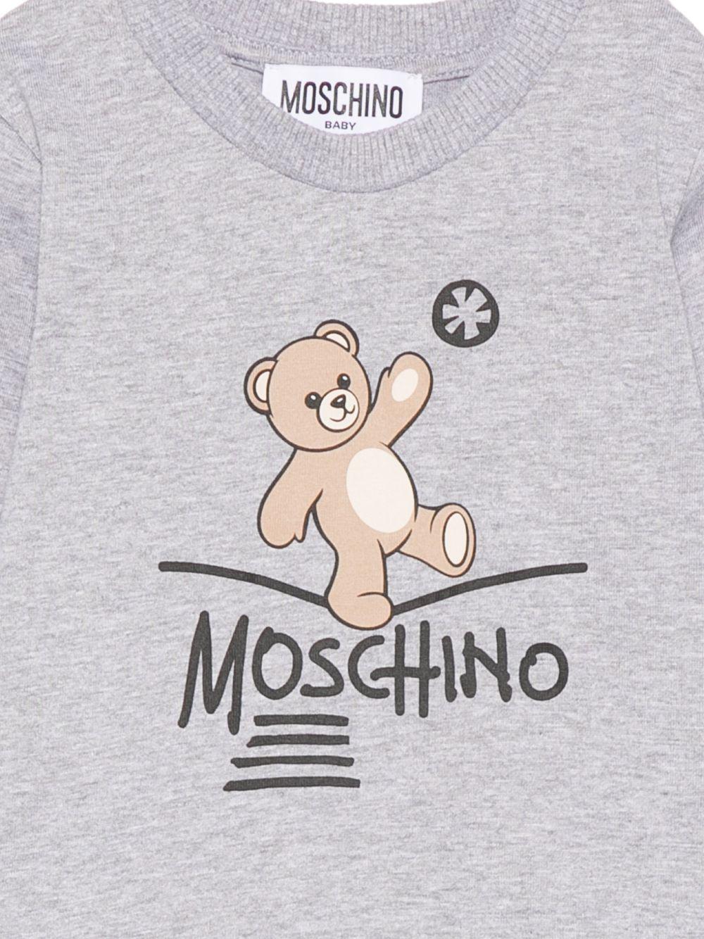 T-shirt per neonati Moschino Kids grigia con motivo Teddy Bear MOO014LAA20 60901 MOSCHINO KIDS 