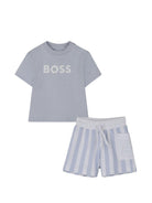 Set t-shirt con shorts per neonato Boss Kids azzurro con motivo a righe J53048 771 BOSS KIDS 