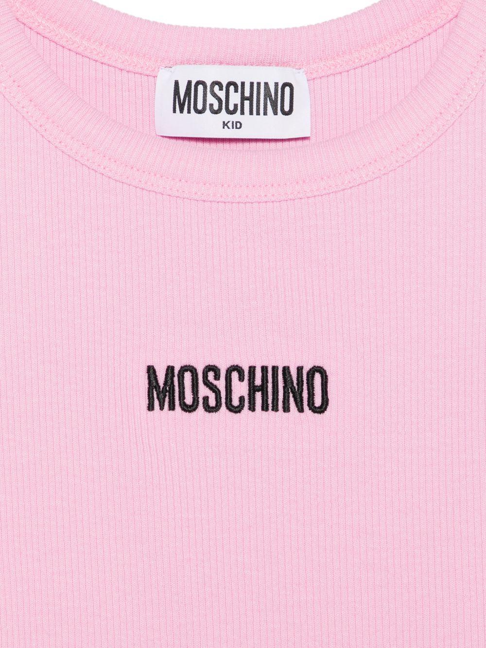Canotta per bambina Moschino Kids rosa con motivo a coste HAM06MLBA39 51473 MOSCHINO KIDS 