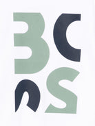 T-shirt per bambino Boss Kidswear bianco con stampa grafica sul davanti J52990 10P BOSS KIDS 