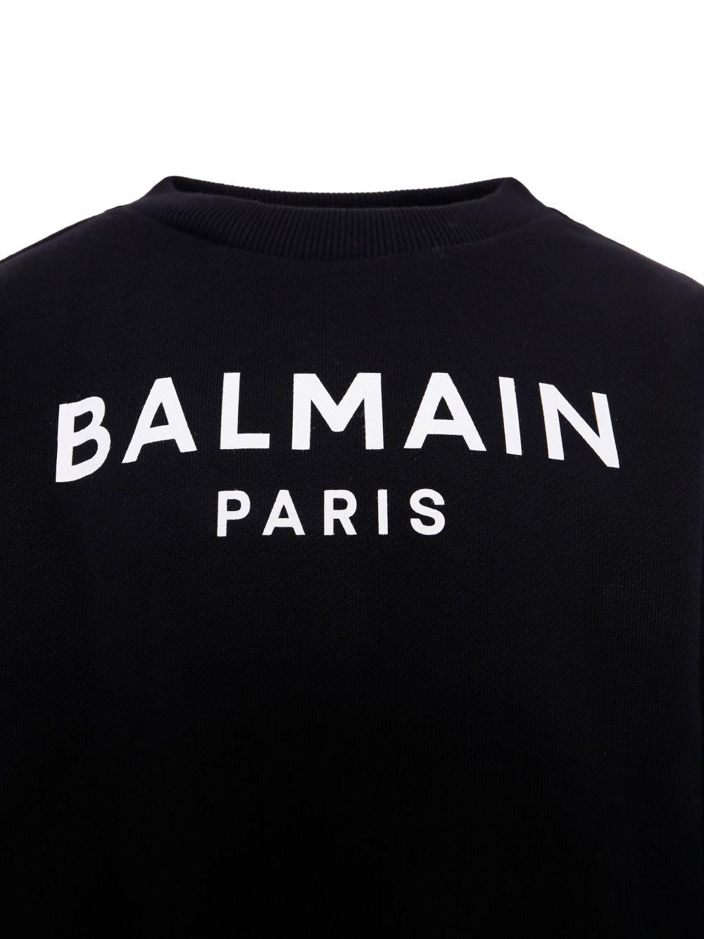 Felpa per bambino Balmain Kids nera con stampa logo sul davanti BX4P10 Z3183 930BC BALMAIN KIDS 