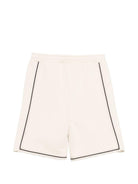 Shorts per bambino Palm Angels Kids beige con stampa logo PBCI007S26FLE001 092 PALM ANGELS KIDS 