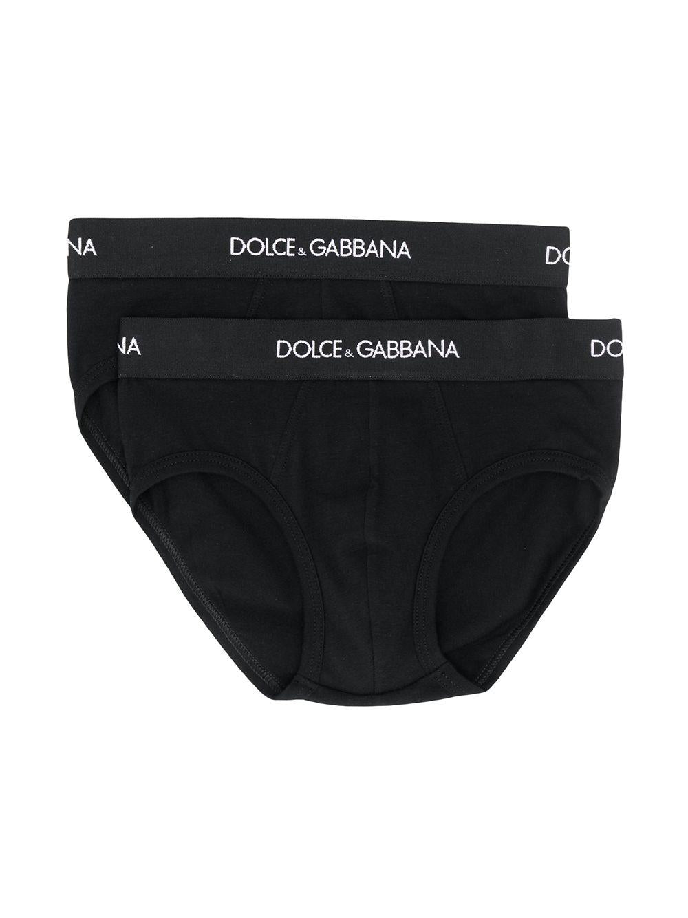 Set di due slip per bambino Dolce & Gabbana Kids neri con logo sull'elastico L4J700 G7OCT N0000 DOLCE & GABBANA KIDS 