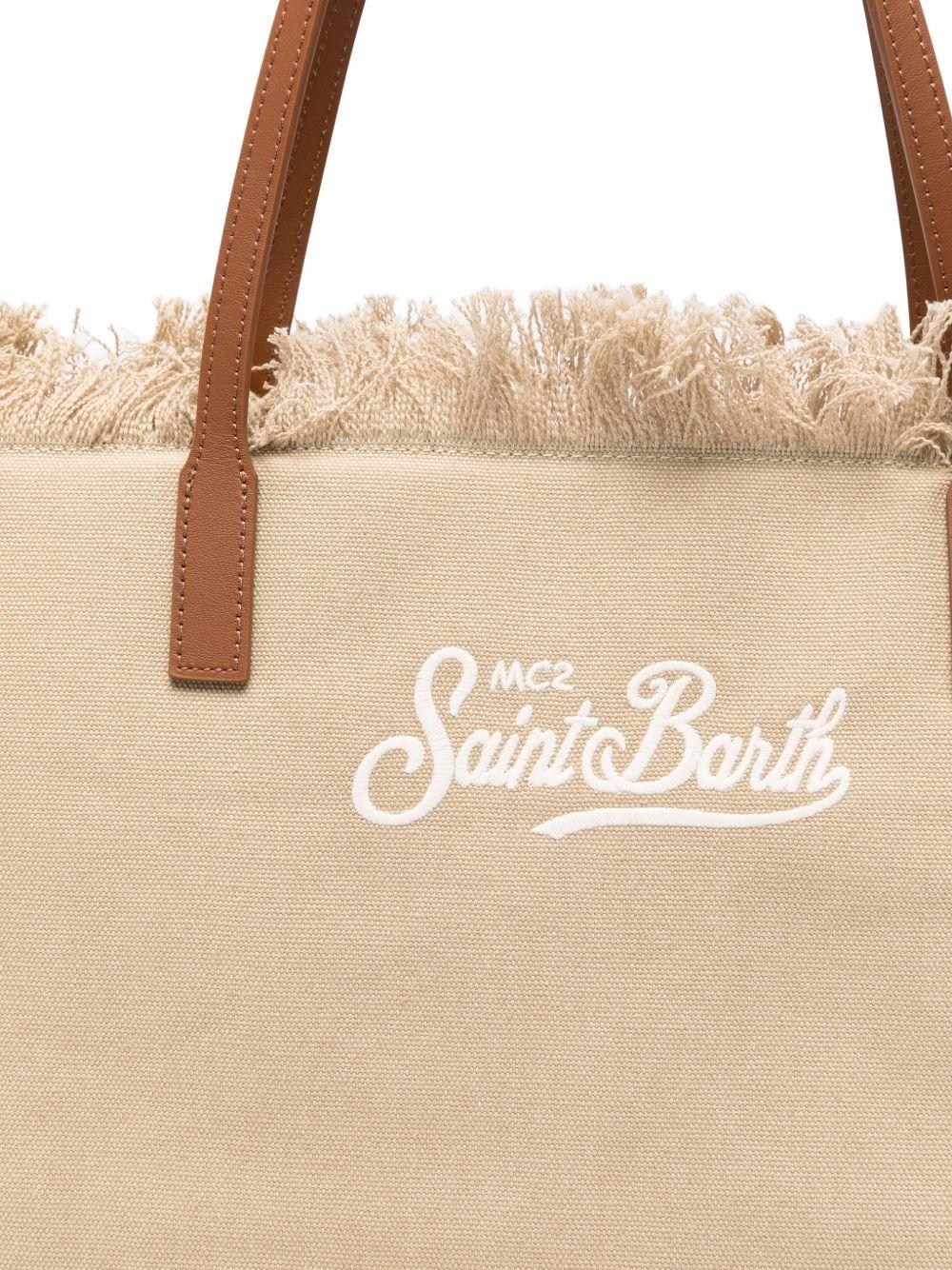 Borsa tote Mc2 Saint Barth City beige con bordo sfrangiato CBMF001 01741L MC2 ST. BARTH KIDS 