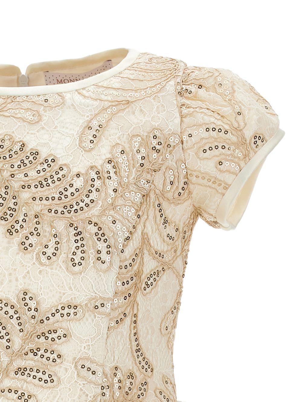 Abito per bambina Monnalisa beige con decorazione a paillettes 71G917RM 7995 0270 MONNALISA KIDS 