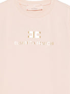T-shirt per bambina Elisabetta Franchi La Mia Bambina rosa con logo sul davanti EFTS2600JE006 C125 ElISABETTA FRANCHI KIDS 