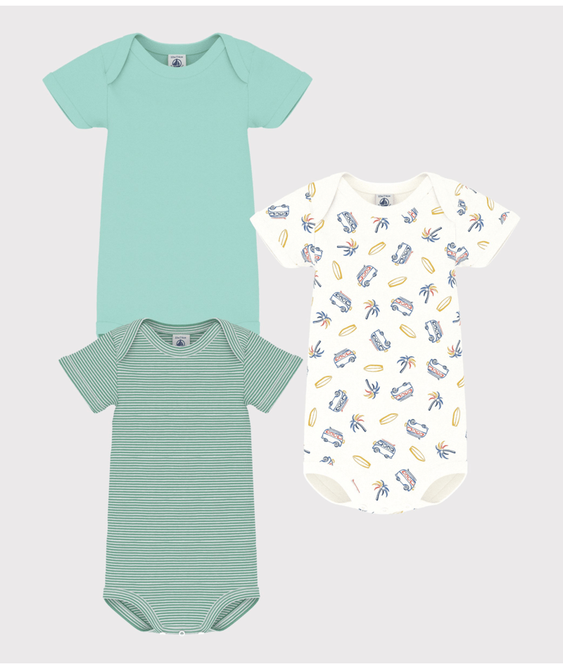 Set di tre body per neonati Petit Bateau multicolore con maniche corte A0CZM 00 PETIT BATEAU KIDS 